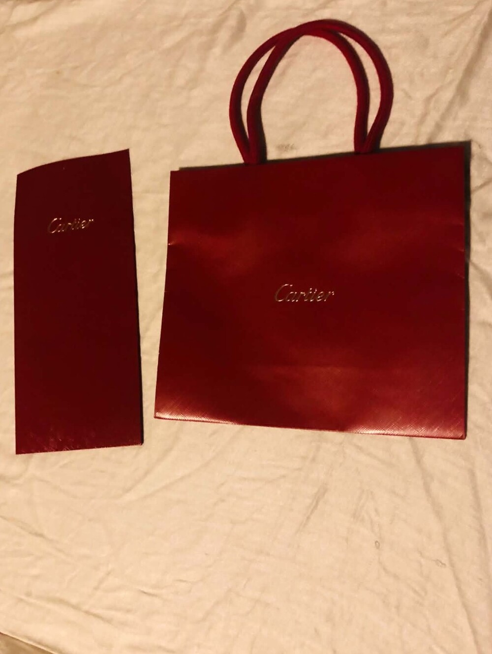 Cartier Red Shopping Bag With Receipt Holder